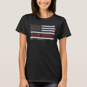 Patriotischer Heizingenieur USA Flag Klempner Rohr T-Shirt