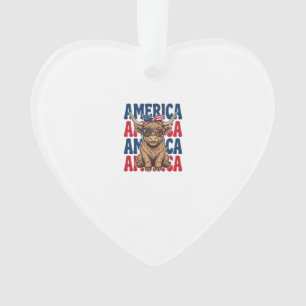 Patriotischer Highland-Kuh-Amerika-Vintage-Shirt-E Ornament