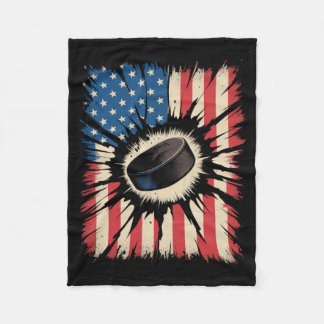 Patriotischer Hockey 4. Juli Vintage Amerikanisch Fleecedecke
