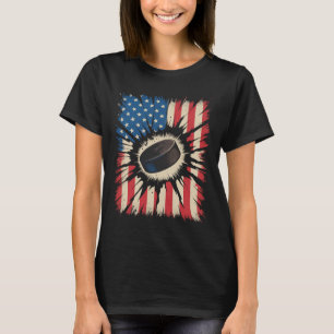 Patriotischer Hockey 4. Juli Vintage-Amerikanische T-Shirt