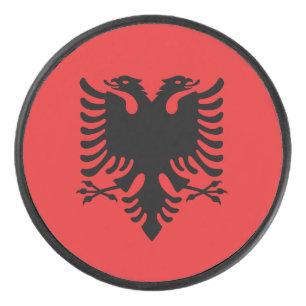 Patriotischer Hockey-Puck mit Flagge Albaniens Eishockey Puck