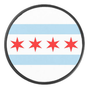 Patriotischer Hockey-Puck mit Flagge Chicagos Eishockey Puck
