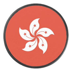 Patriotischer Hockey-Puck mit Flagge Hongkongs Eishockey Puck
