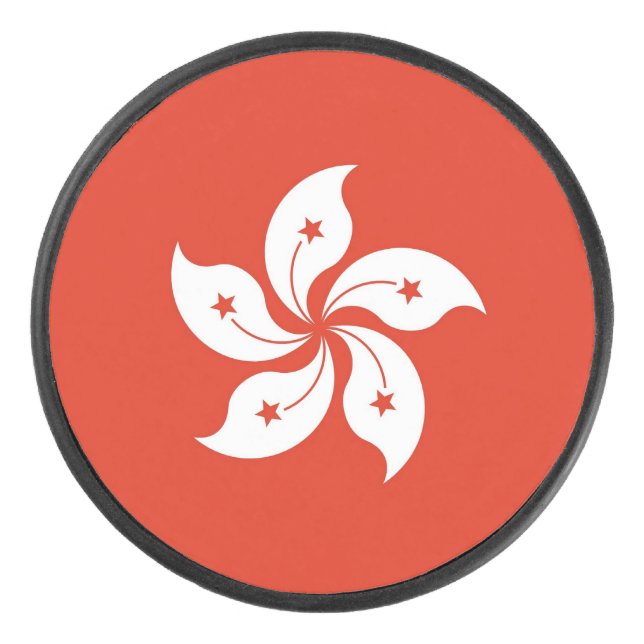 Patriotischer Hockey-Puck mit Flagge Hongkongs Eishockey Puck (Vorderseite)
