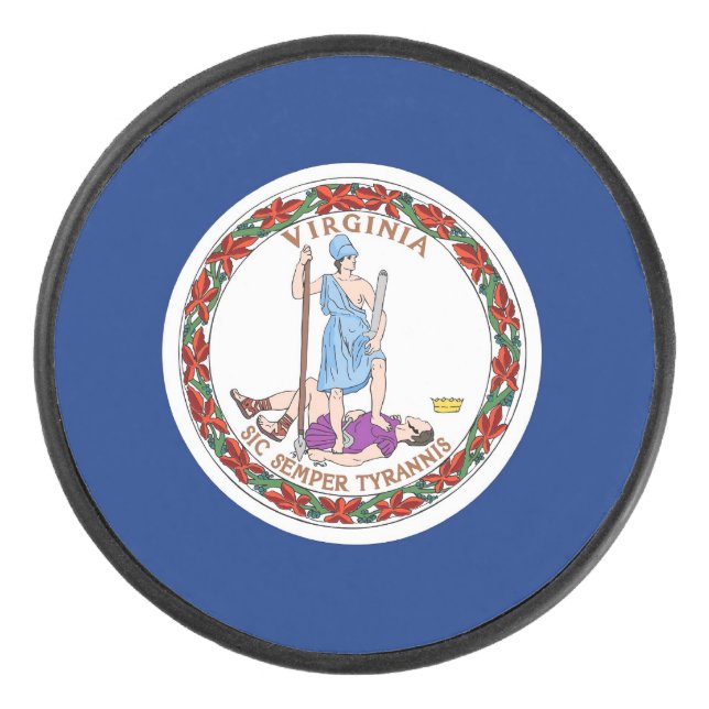 Patriotischer Hockey-Puck mit Flagge Virginias Eishockey Puck (Vorderseite)