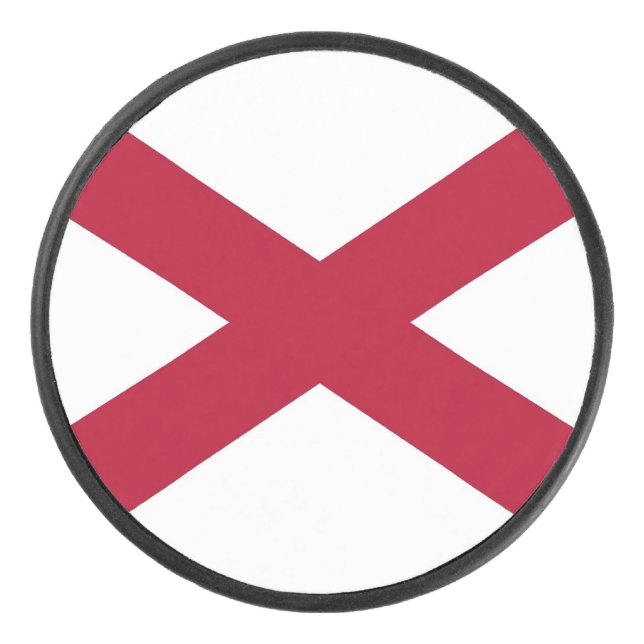Patriotischer Hockey-Puck mit Flagge von Alabama,  Eishockey Puck (Vorderseite)