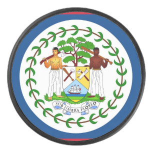 Patriotischer Hockey-Puck mit Flagge von Belize Eishockey Puck