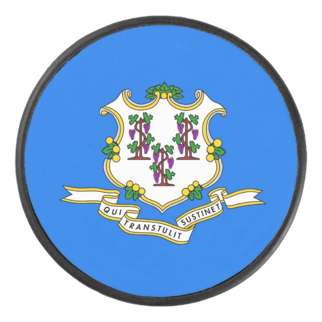 Patriotischer Hockey-Puck mit Flagge von Connectic Eishockey Puck (Vorderseite)