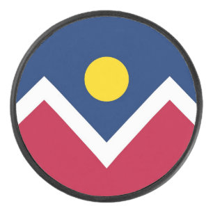 Patriotischer Hockey-Puck mit Flagge von Denver Eishockey Puck