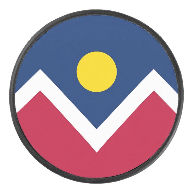 Patriotischer Hockey-Puck mit Flagge von Denver Eishockey Puck (Vorderseite)