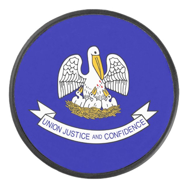 Patriotischer Hockey-Puck mit Flagge von Louisiana Eishockey Puck (Vorderseite)
