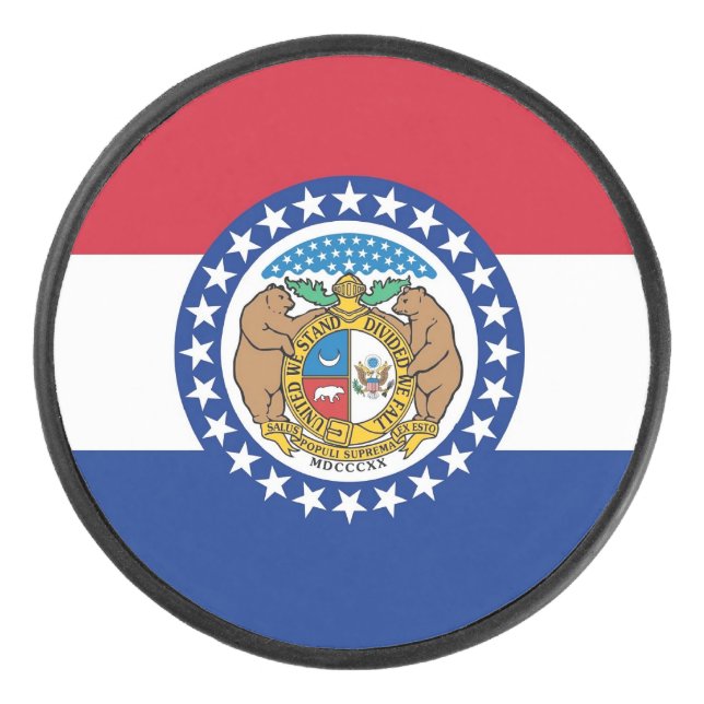 Patriotischer Hockey-Puck mit Flagge von Missouri Eishockey Puck (Vorderseite)