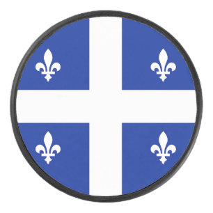 Patriotischer Hockey-Puck mit Flagge von Quebec Eishockey Puck