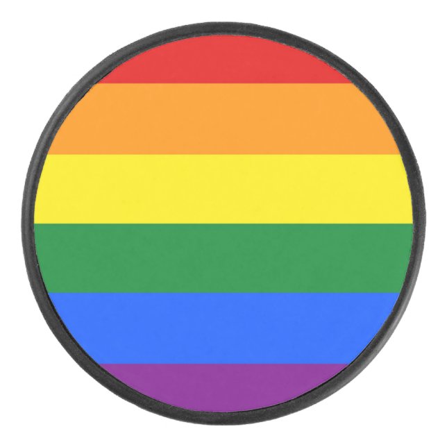 Patriotischer Hockey-Puck mit Rainbow Pride-Flagge Eishockey Puck (Vorderseite)