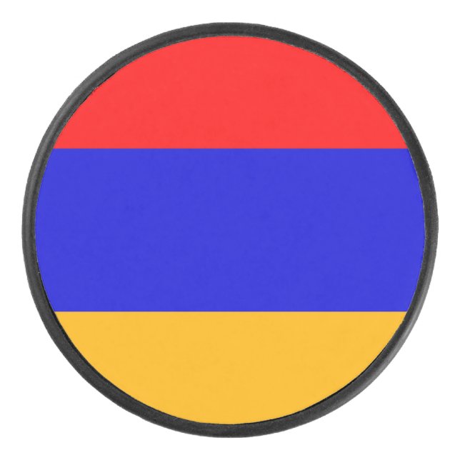 Patriotischer Hockeypuck mit armenischer Flagge Eishockey Puck (Vorderseite)