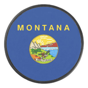 Patriotischer Hockeypuck mit Fahne von Montana Eishockey Puck