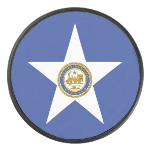 Patriotischer Hockeypuck mit Flagge von Houston Eishockey Puck