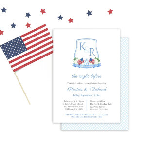 Patriotischer Hortensien-Wappen-Hochzeitsprobedinn Einladung