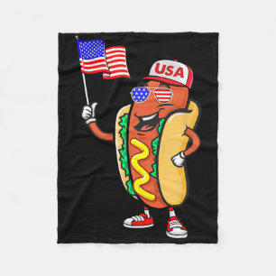Patriotischer Hot Dog Amerikanische Flagge Usa Lus Fleecedecke
