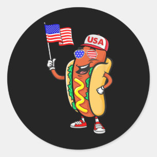 Patriotischer Hot Dog Amerikanische Flagge USA Lus Runder Aufkleber