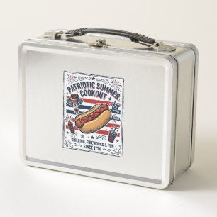 Patriotischer Hot Dog Vintage Grillfest Metall Brotdose