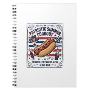 Patriotischer Hot Dog Vintage Grillfest Notizblock