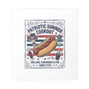 Patriotischer Hot Dog Vintage-Grillfest Notizblock