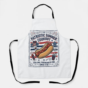 Patriotischer Hot Dog Vintage Grillparty Schürze