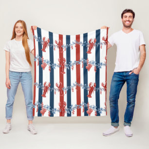 Patriotischer Hummer Rot Weiß Blau Sterne (4) Fleecedecke