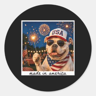 Patriotischer Hund 4. Juli 250 Jahre Amerika Runder Aufkleber