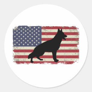 Patriotischer Hund Amerikanische Flagge Vintage Runder Aufkleber