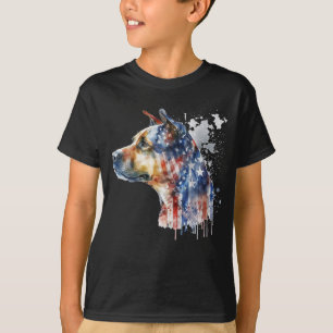 Patriotischer Hund Aquarell Amerikanischer Wachhun T-Shirt