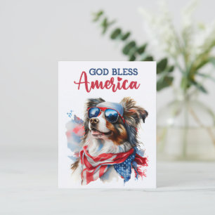 Patriotischer Hund-Australian Shepherd 4. Juli Kar Feiertagskarte