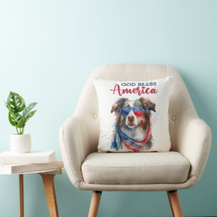 Patriotischer Hund-Australian Shepherd Kissen