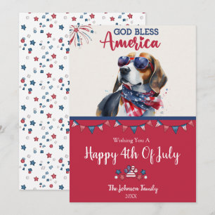 Patriotischer Hund - Beagle 4. Juli Card Karte