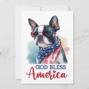 Patriotischer Hund - Boston Terrier 4. Juli Card Feiertagskarte