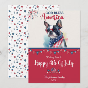 Patriotischer Hund - Boston Terrier 4. Juli Card Karte