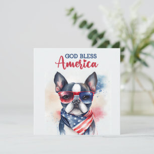 Patriotischer Hund - Boston Terrier 4. Juli Karte