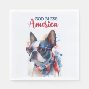Patriotischer Hund - Boston Terrier Serviette