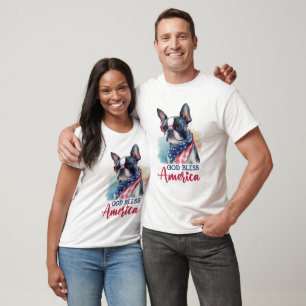 Patriotischer Hund - Boston Terrier T-Shirt
