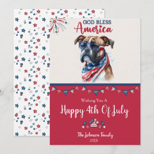 Patriotischer Hund - Boxer 4. Juli Karte