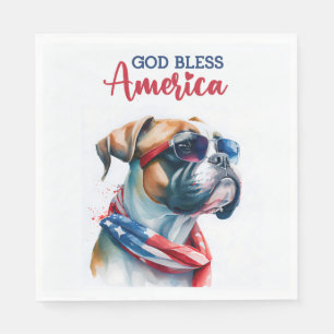 Patriotischer Hund-Boxer Serviette