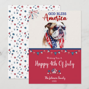 Patriotischer Hund - Bulldog 4. Juli Card Karte