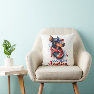 Patriotischer Hund - Dobermann Kissen