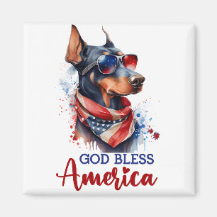 Patriotischer Hund - Dobermann Magnet