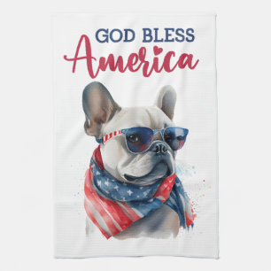 Patriotischer Hund - Französischer Bulldog Geschirrtuch