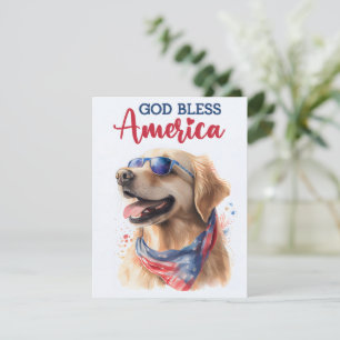 Patriotischer Hund - Golden Retriever 4. Juli Kart Feiertagskarte