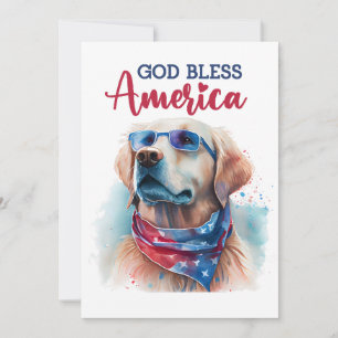 Patriotischer Hund-Golden Retriever 4. Juli Karte