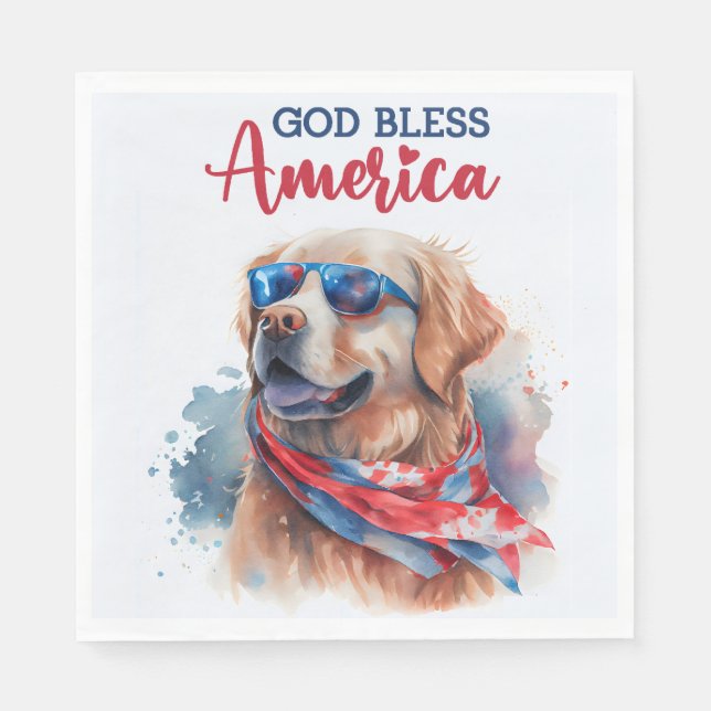 Patriotischer Hund-Golden Retriever Serviette (Vorderseite)