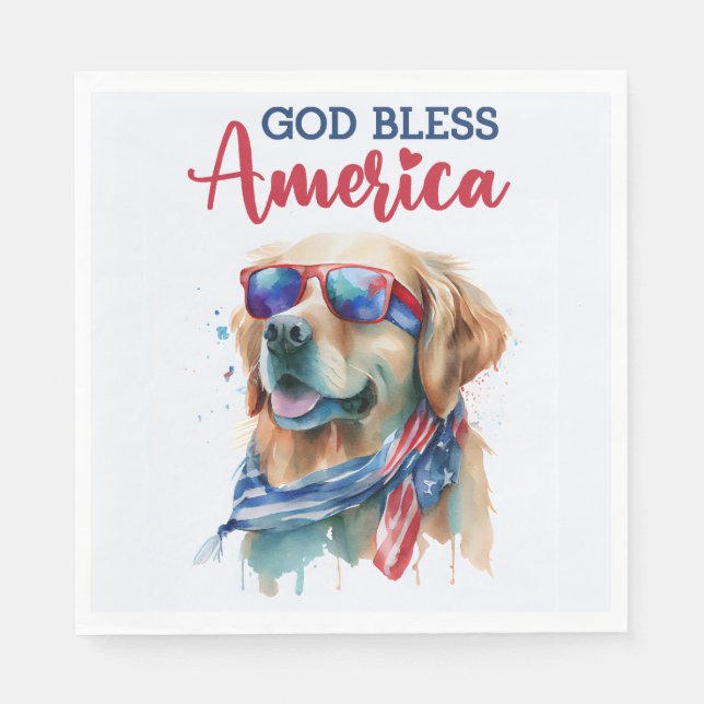 Patriotischer Hund-Golden Retriever Serviette (Vorderseite)